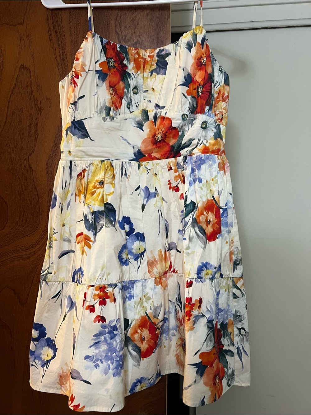 Express Floral Sundress - Cream with Orange, Blue & Yellow Flowers